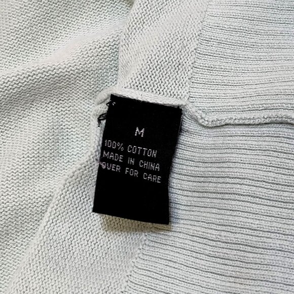 AB Studio Mint V-Neck Cardigan Medium 100% Cotton Lightweight Knit Style 0420M7M - Picture 4 of 9